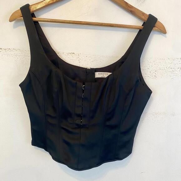 Aritzia Tops - ARITZIA BABATON black satin corset top sz 4